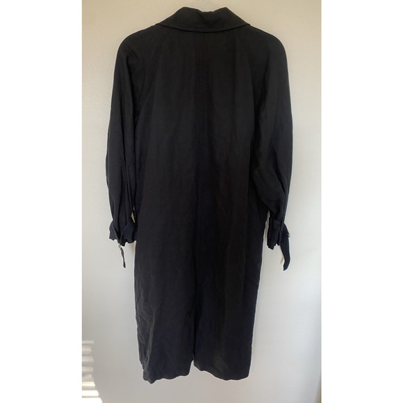 & Other Stories Women Black Trench Coat Sz 0 Linen Blend Lightweight Old Money - Picture 9 of 16